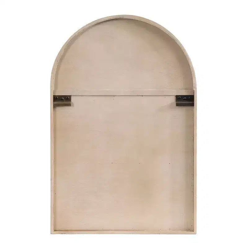 & Armoire murale arquée 16"x5"x24" naturelle : Style vintage, porte en métal, 3 étagères