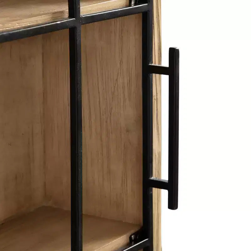 & Armoire murale arquée 16"x5"x24" naturelle : Style vintage, porte en métal, 3 étagères