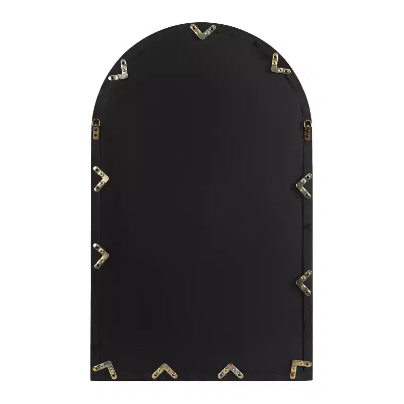 & 26"x42" Miroir à cadre de fenêtre cintré en bois/métal naturel : Design de ferme transitionnel