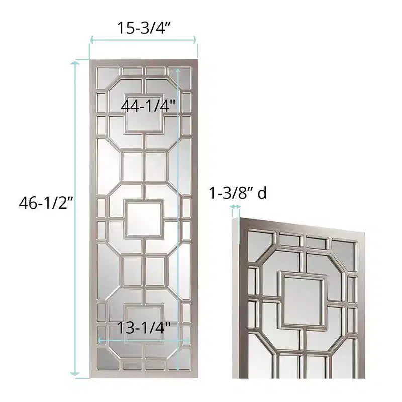 Miroir encadré 46.5"x15.75" Argent vieilli : style anglais, MDF, fixation murale