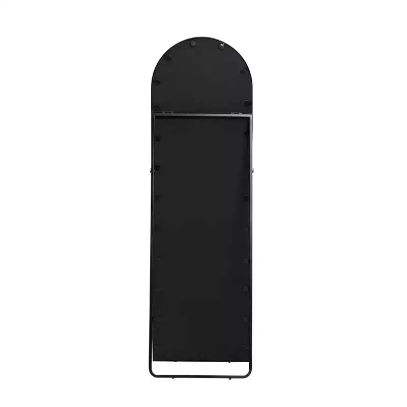 Miroir arqué noir : 60 pouces, sur pied, cadre métallique, 18 pouces de large, style moderne