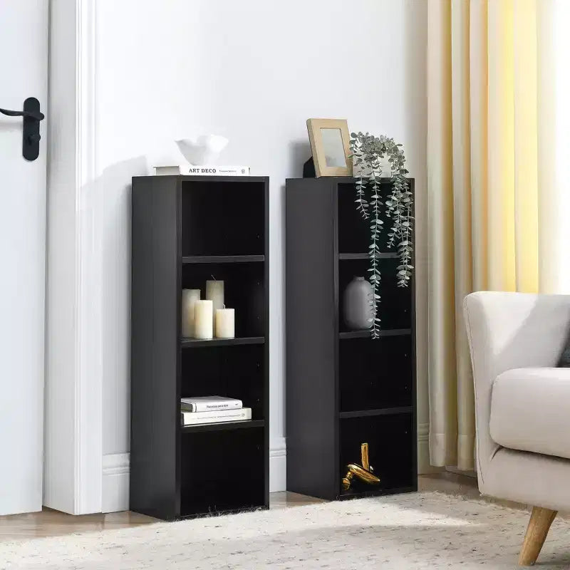 Étagère standard en bois à 4 niveaux de 180 cm de haut avec étagères (lot de 2)