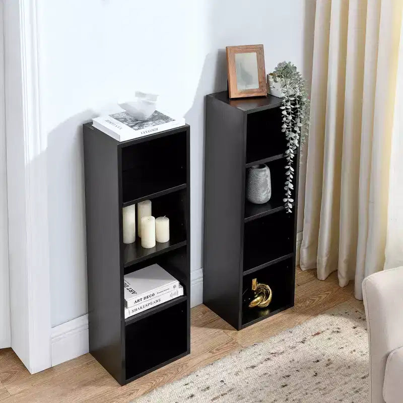 Étagère standard en bois à 4 niveaux de 180 cm de haut avec étagères (lot de 2)