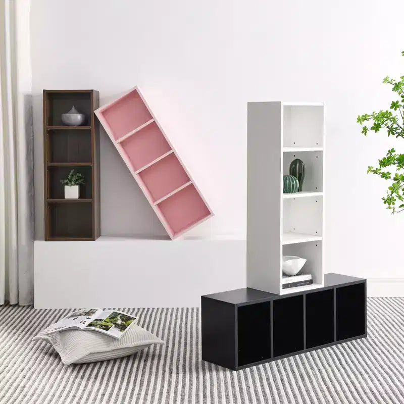 Étagère standard en bois à 4 niveaux de 180 cm de haut avec étagères (lot de 2)