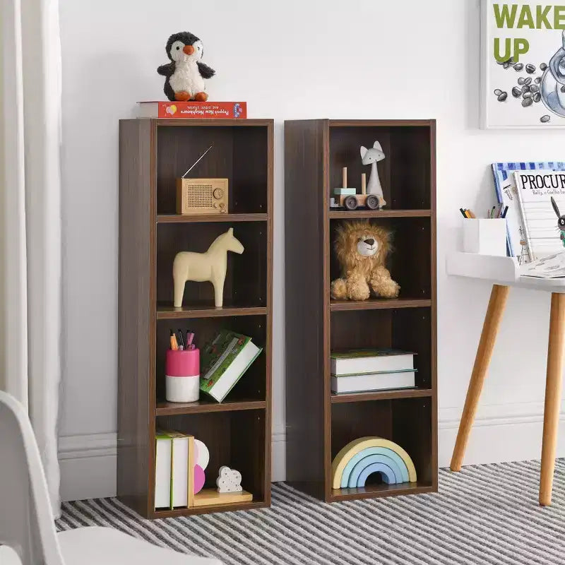 Étagère standard en bois à 4 niveaux de 180 cm de haut avec étagères (lot de 2)