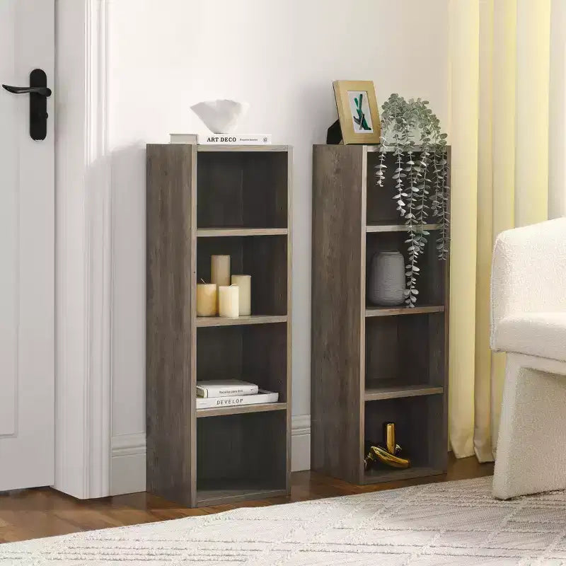 Étagère standard en bois à 4 niveaux de 180 cm de haut avec étagères (lot de 2)