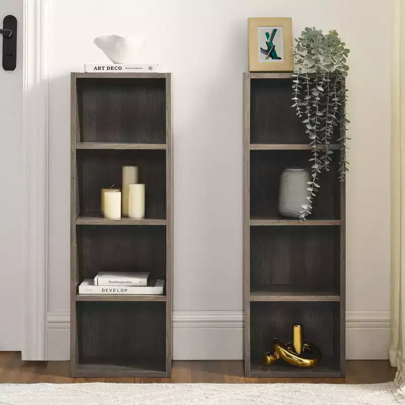 Étagère standard en bois à 4 niveaux de 180 cm de haut avec étagères (lot de 2)