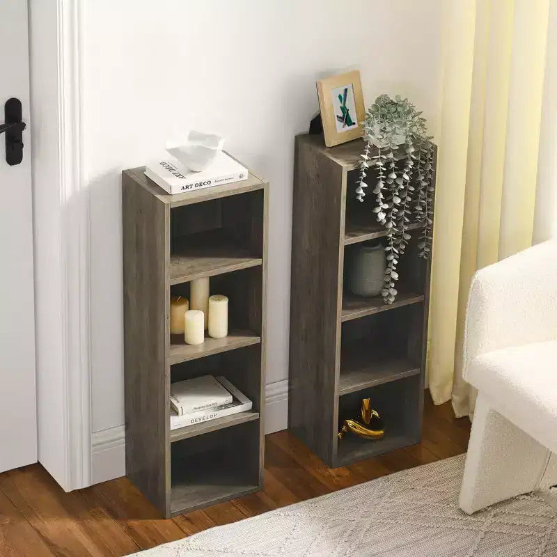 Étagère standard en bois à 4 niveaux de 180 cm de haut avec étagères (lot de 2)
