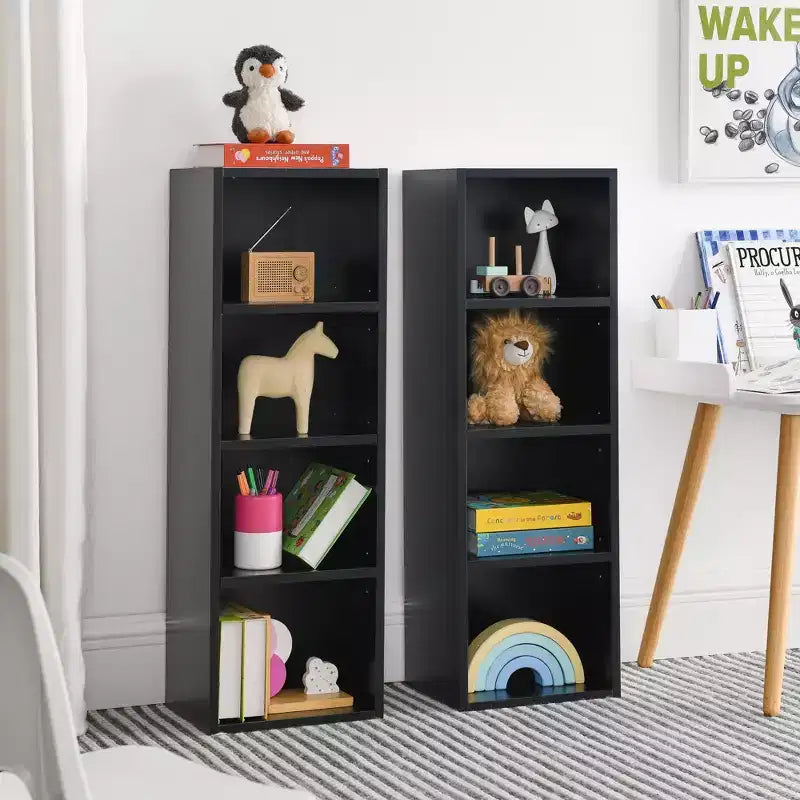 Étagère standard en bois à 4 niveaux de 180 cm de haut avec étagères (lot de 2)