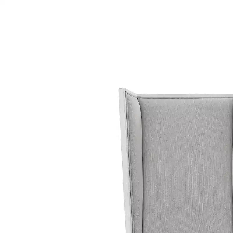 22.25"  Chaise de salle à manger en lin gris clair et finition blanc vieilli