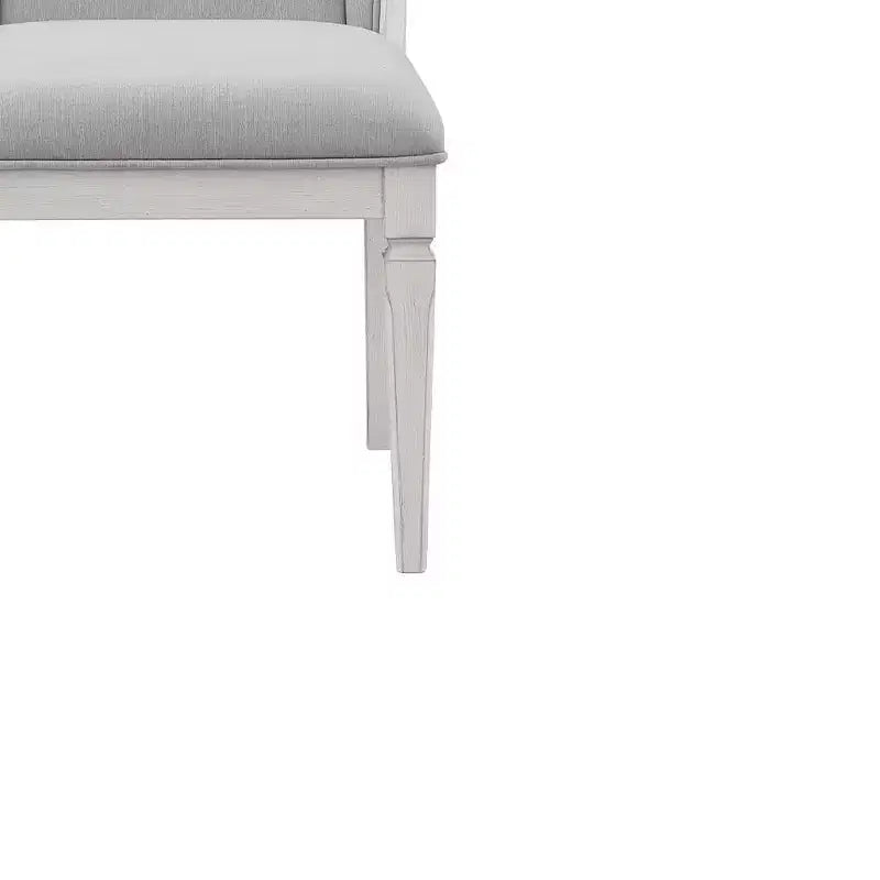 22.25"  Chaise de salle à manger en lin gris clair et finition blanc vieilli