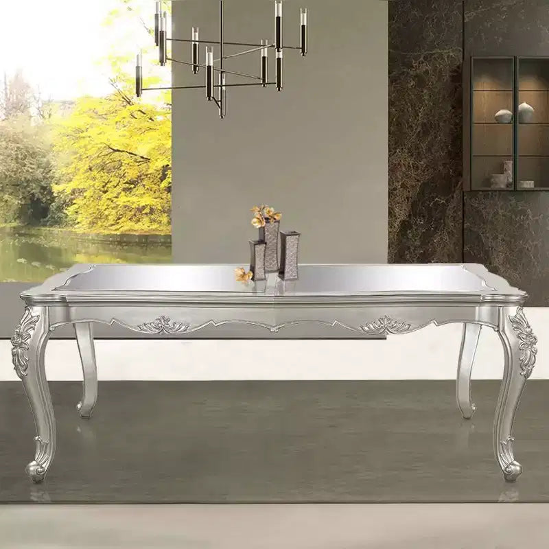 Table à manger 96 po, finition champagne -: Rectangle sophistiqué, 8 places