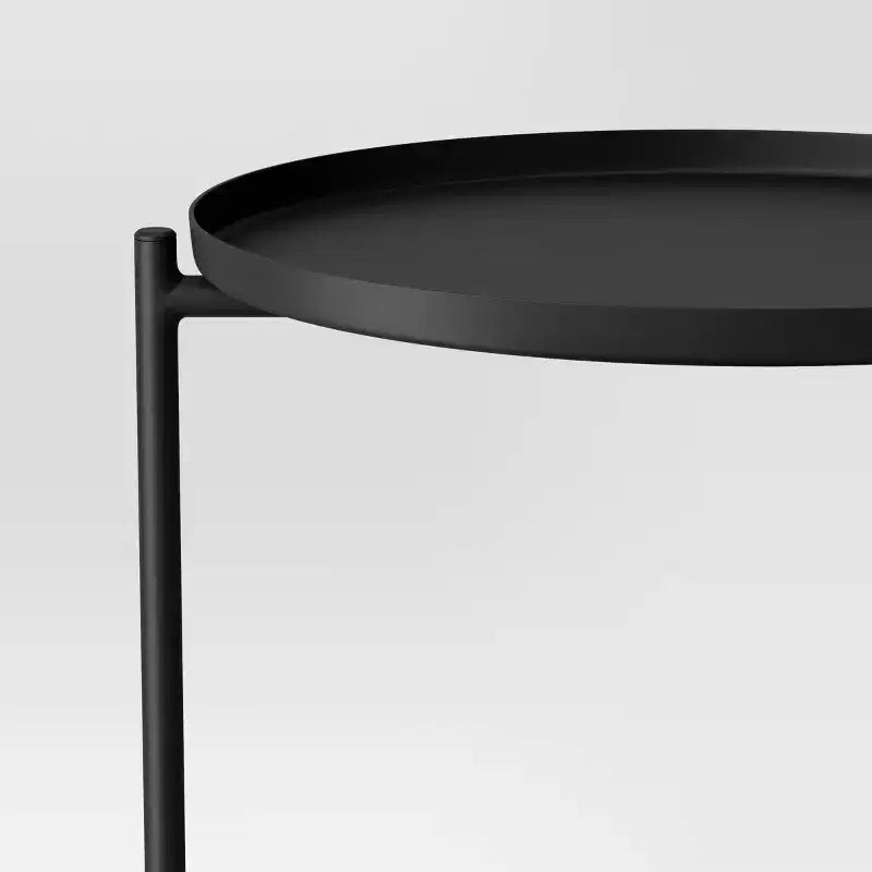 Petite table d'appoint métallique avec étagère Noir - ™