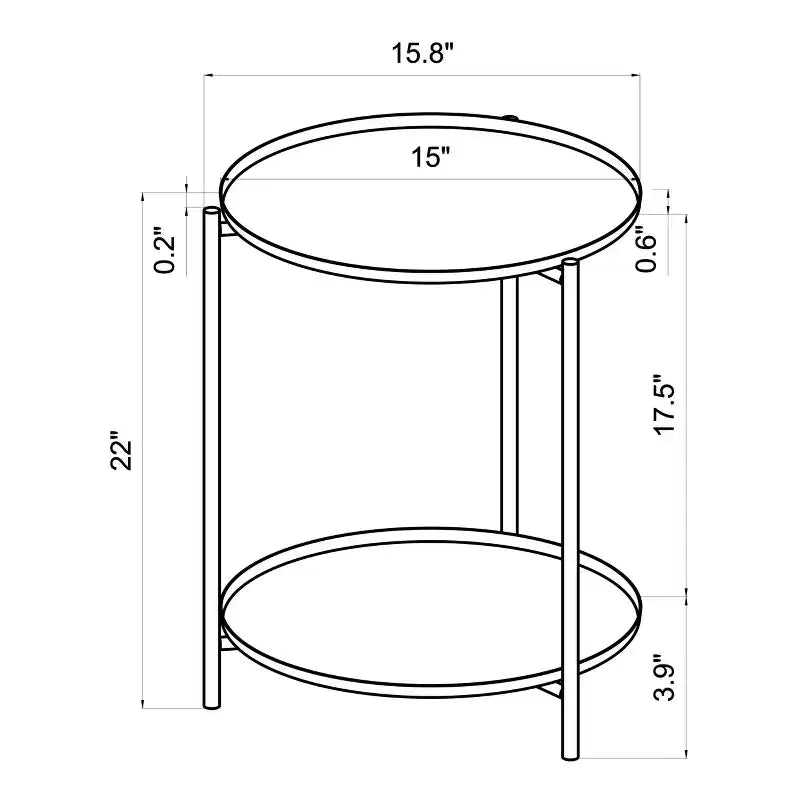 Petite table d'appoint métallique avec étagère Noir - ™