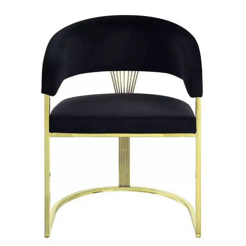 Fauteuil d'appoint 20" Velours Noir/Or Miroir - : Aucun assemblage requis, cadre en acier inoxydable