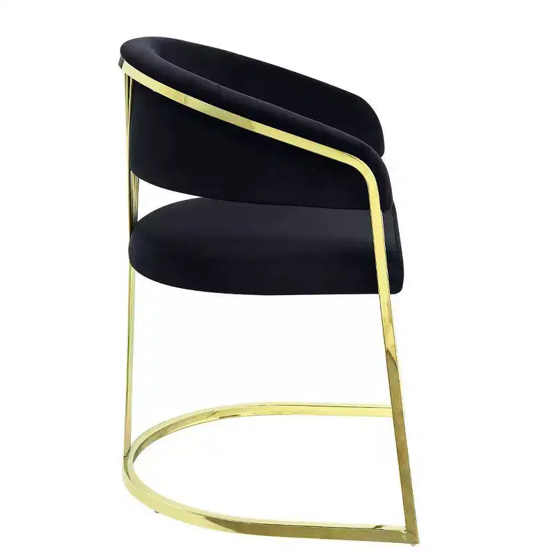 Fauteuil d'appoint 20" Velours Noir/Or Miroir - : Aucun assemblage requis, cadre en acier inoxydable