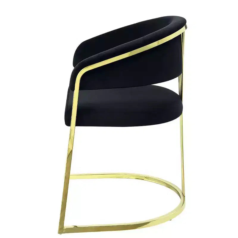 Fauteuil d'appoint 20" Velours Noir/Or Miroir - : Aucun assemblage requis, cadre en acier inoxydable