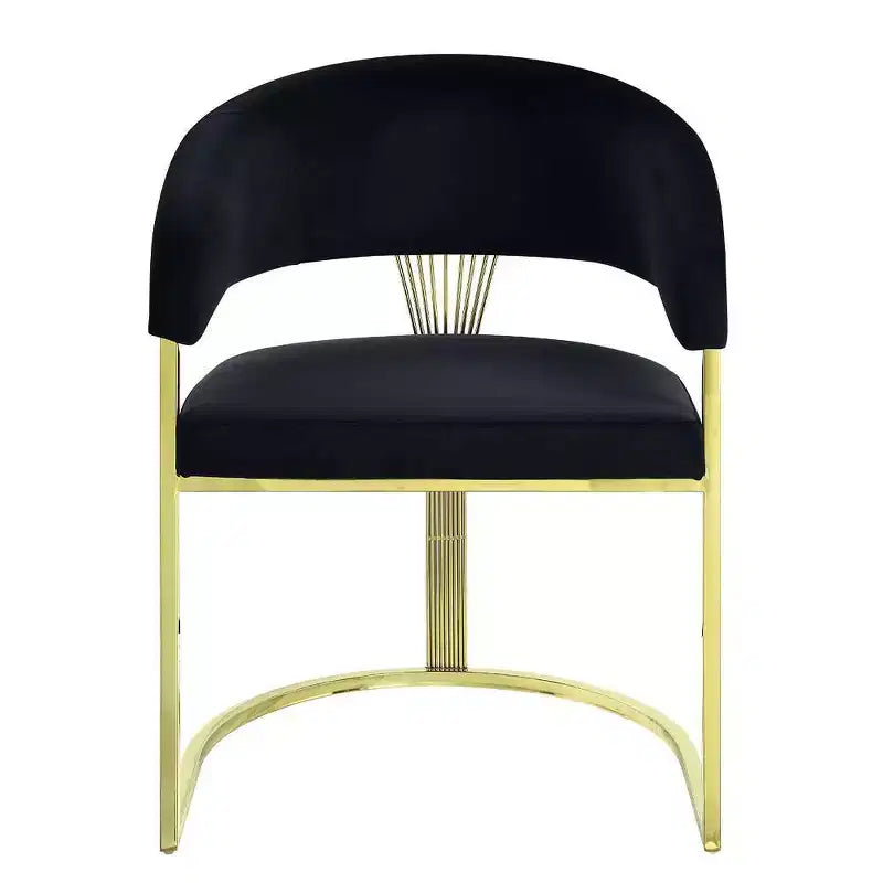 Fauteuil d'appoint 20" Velours Noir/Or Miroir - : Aucun assemblage requis, cadre en acier inoxydable