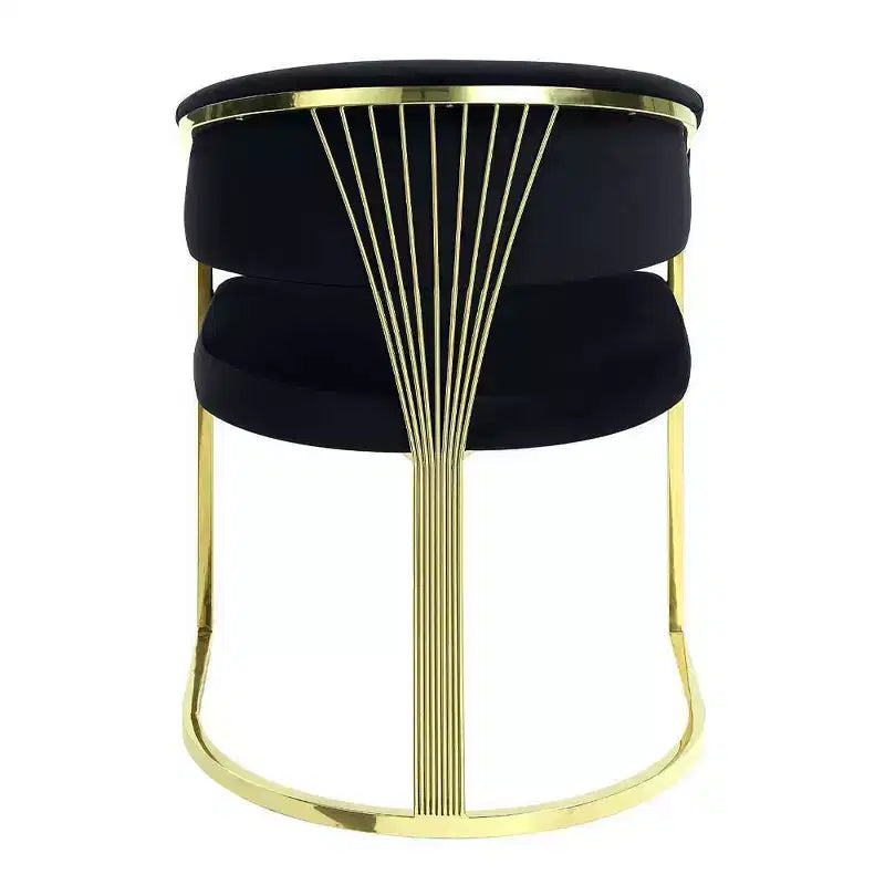 Fauteuil d'appoint 20" Velours Noir/Or Miroir - : Aucun assemblage requis, cadre en acier inoxydable