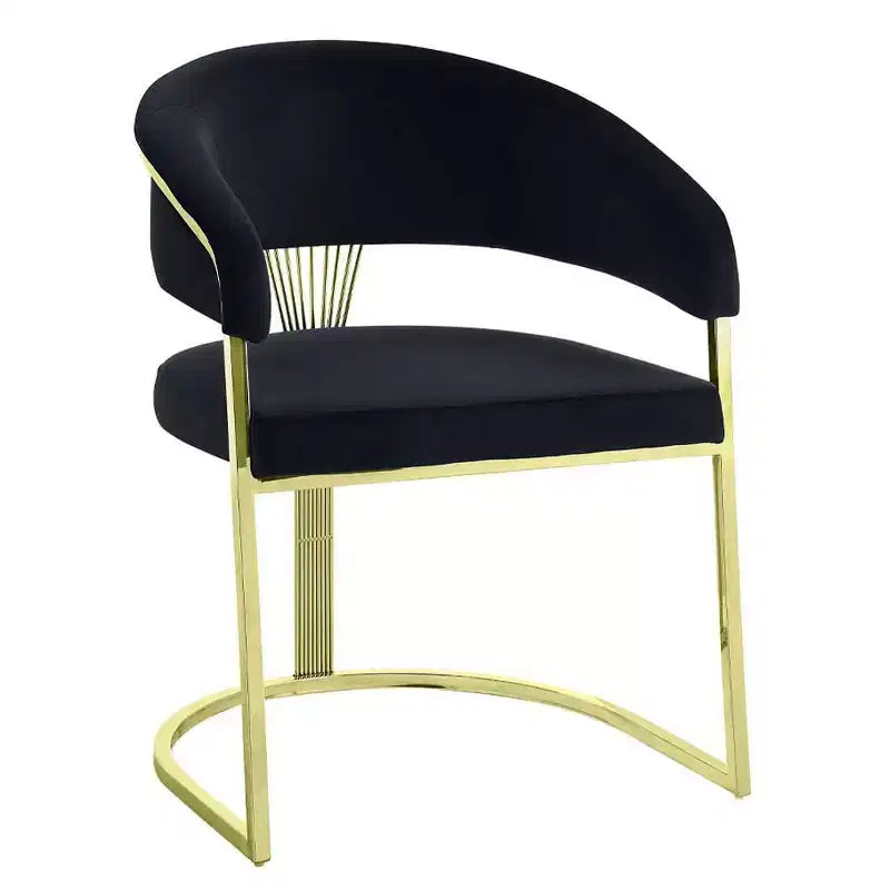 Fauteuil d'appoint 20" Velours Noir/Or Miroir - : Aucun assemblage requis, cadre en acier inoxydable