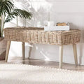 & Banc d'appoint gris en kubu naturel et bois d'acacia