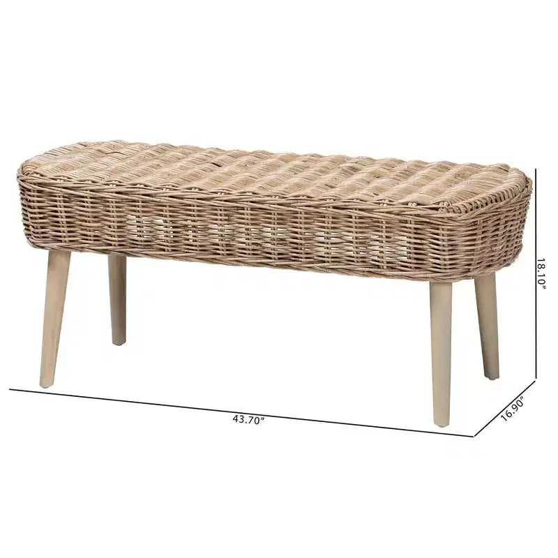 & Banc d'appoint gris en kubu naturel et bois d'acacia