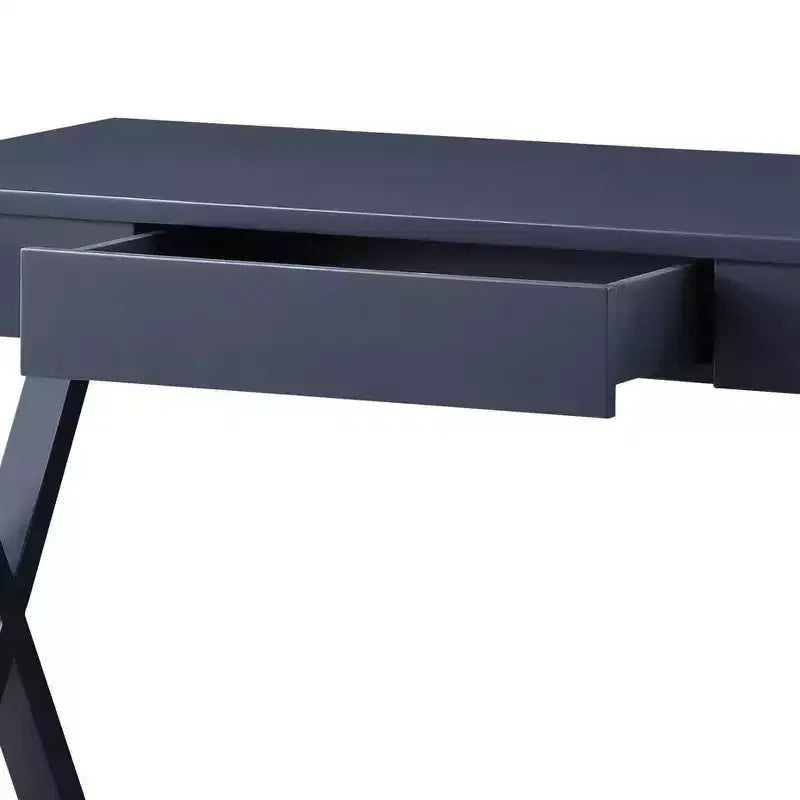 Table console 42" finition noire -: Bois de peuplier anthracite, tiroir de rangement