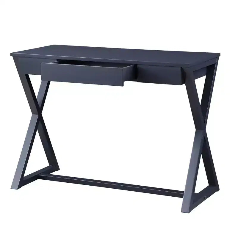 Table console 42" finition noire -: Bois de peuplier anthracite, tiroir de rangement