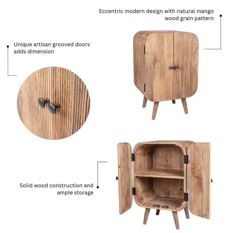 Buffet 2 portes en manguier : Design Mid-Century, aucun assemblage requis