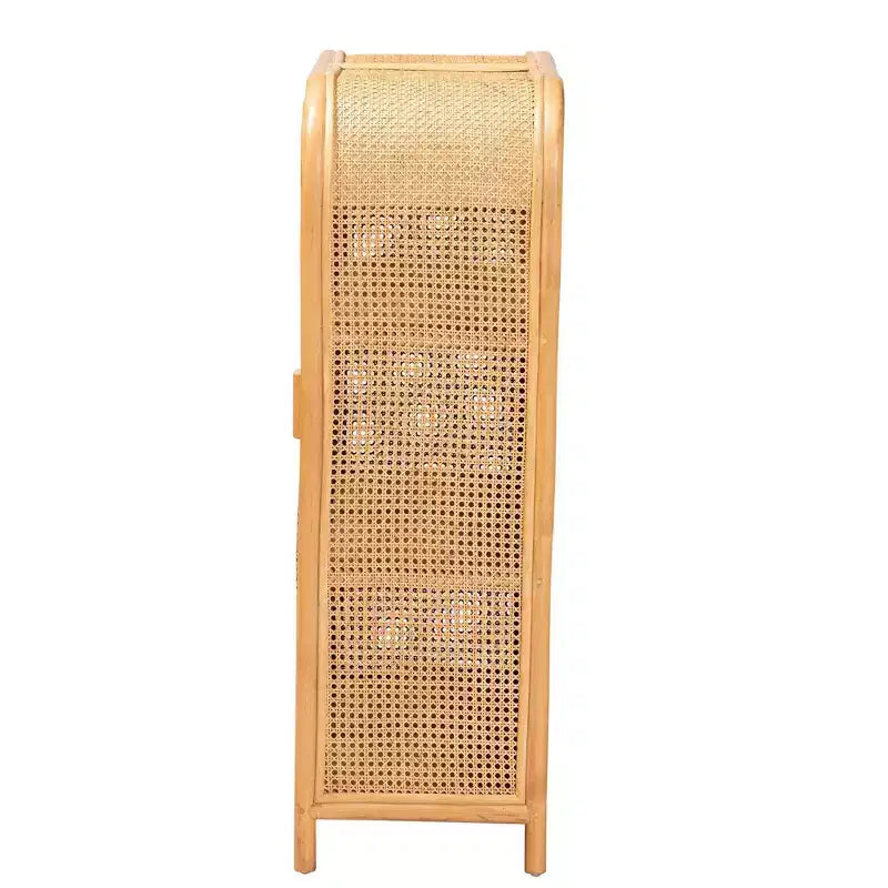 Armoire de rangement 2 portes en rotin Miel clair : Cadre en contreplaqué, Étagères fixes, Aucun assemblage requis