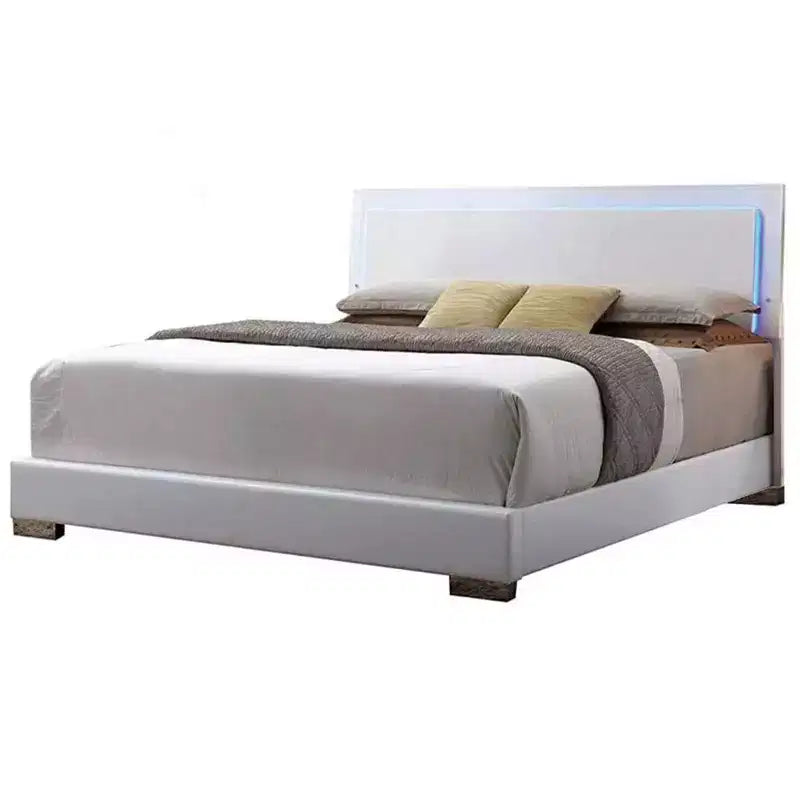 Lit Eastern King 85" avec lumière LED, tête de lit en similicuir