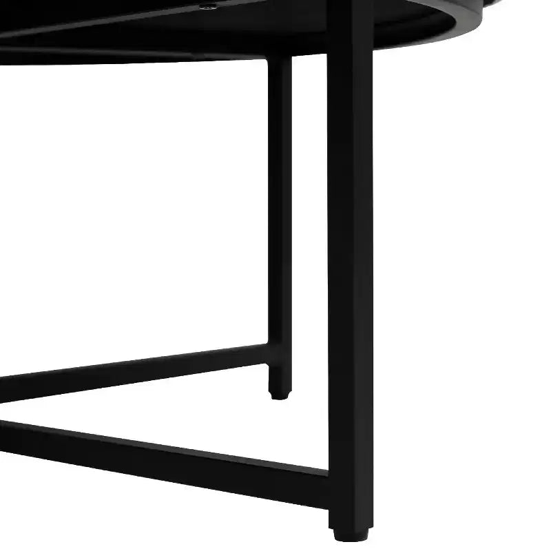 Pouffe ottoman capitonné en coton et lin rond de 34 po avec cadre en métal