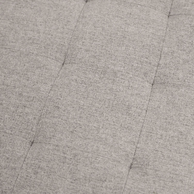 Pouffe ottoman capitonné en coton et lin rond de 34 po avec cadre en métal