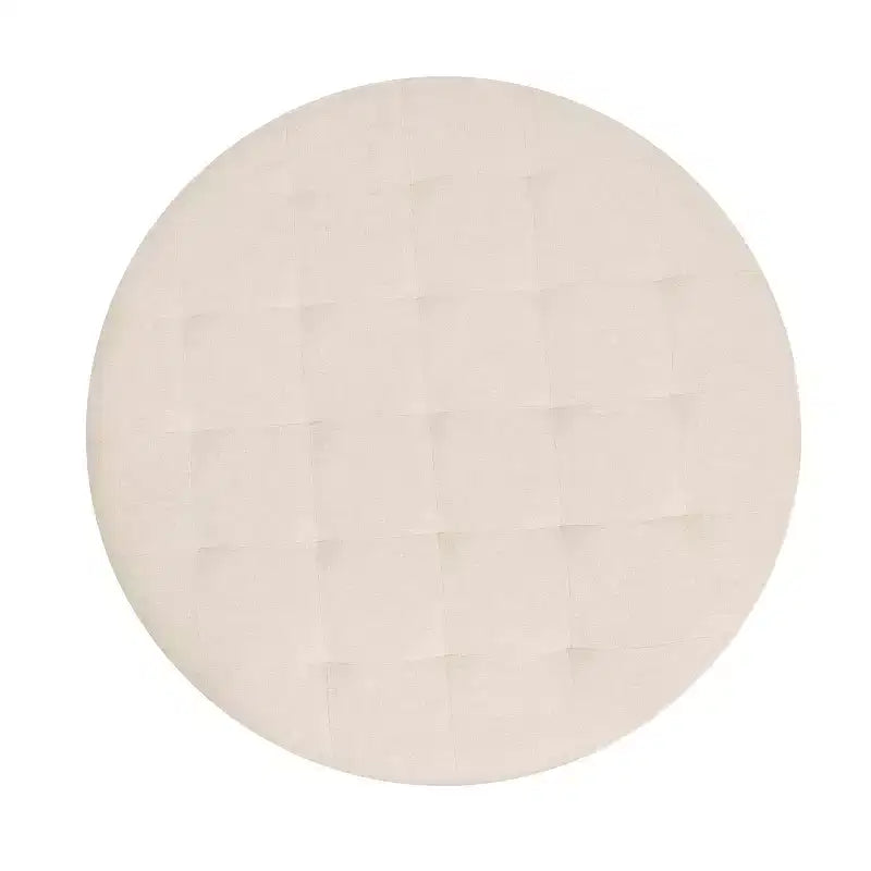 Pouffe ottoman capitonné en coton et lin rond de 34 po avec cadre en métal