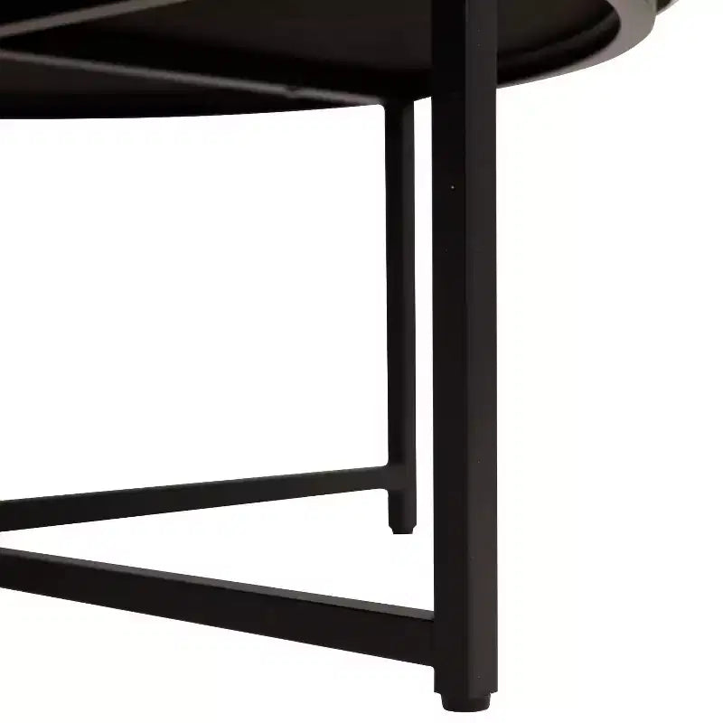 Pouffe ottoman capitonné en coton et lin rond de 34 po avec cadre en métal