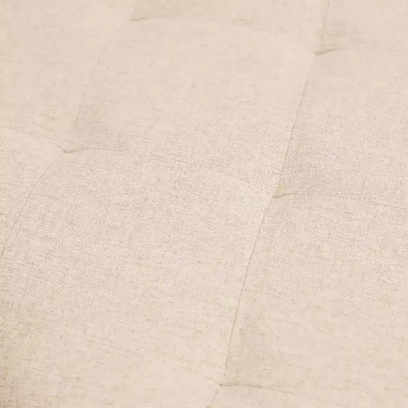 Pouffe ottoman capitonné en coton et lin rond de 34 po avec cadre en métal