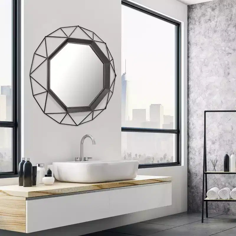 Miroir décoratif octogonal en métal de 28,3 x 28,3 po