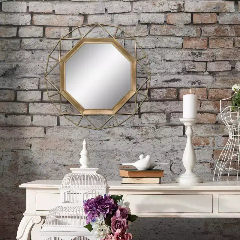 Miroir décoratif octogonal en métal de 28,3 x 28,3 po