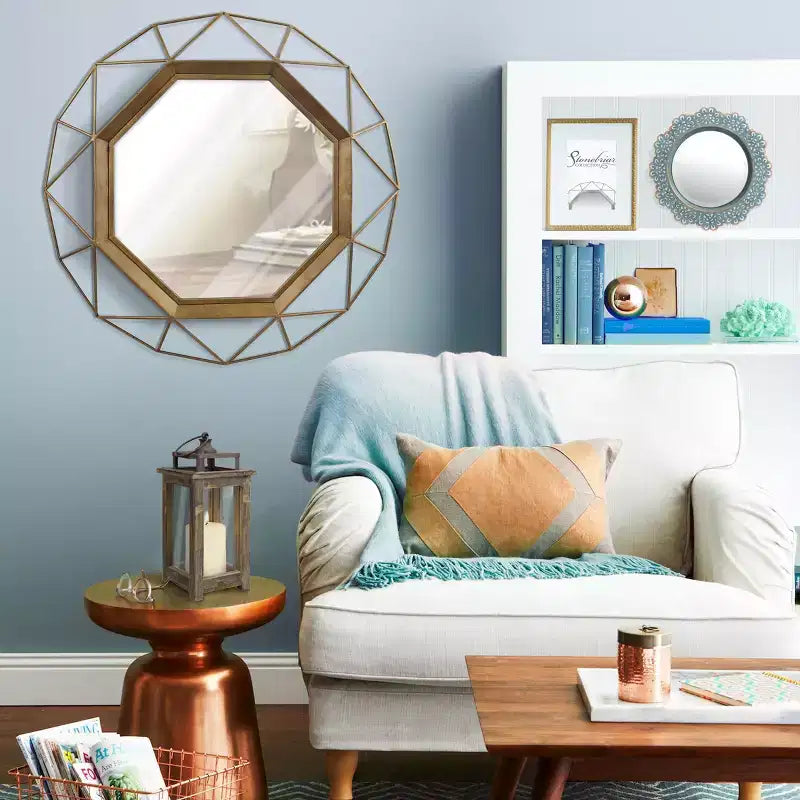 Miroir décoratif octogonal en métal de 28,3 x 28,3 po