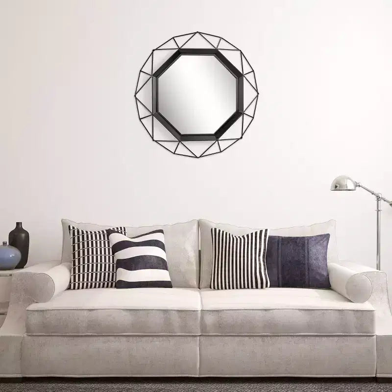 Miroir décoratif octogonal en métal de 28,3 x 28,3 po